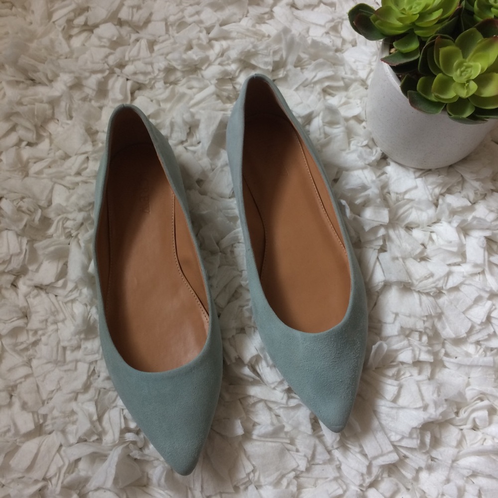 J. Crew mint pointy flats sz 7